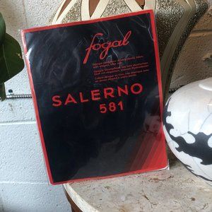 Pair of Fogal Pantyhose Black sheer w red dots M